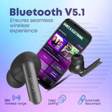 PTron Basspods P81 TWS Earbuds, 32H Playtime, Deep Bass, Stereo Calls, BT5.1, Type-C Bluetooth Headset (Black, In the Ear)
