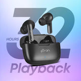 PTron Basspods P81 TWS Earbuds, 32H Playtime, Deep Bass, Stereo Calls, BT5.1, Type-C Bluetooth Headset (Black, In the Ear)