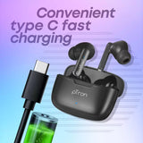 PTron Basspods P81 TWS Earbuds, 32H Playtime, Deep Bass, Stereo Calls, BT5.1, Type-C Bluetooth Headset (Black, In the Ear)