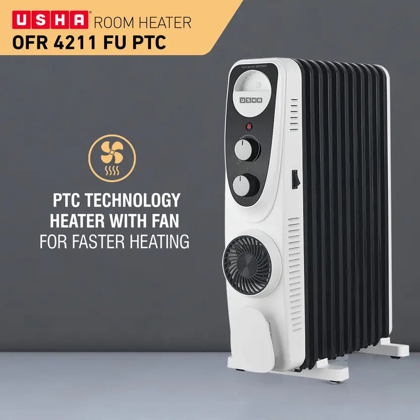 USHA OIL FILED RADIATOR 4211 FU PTC BLCK