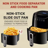 INALSA Air Fryer 4.2 ltr|1400 W with Air Crisp Technology|Temperature & Timer Control|8 Preset Menu & Digital Display|Air fry, Bake,Roast,Reheat,Dehydrate|Airfryer Recipe book(Tasty Fry Digital)