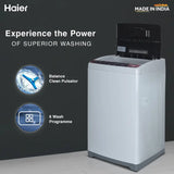 Haier 8 Kg 5 Star Fully Automatic Top Load Washing Machine with Oceanus Wave Drum, Magic Filter, 8 Wash Programs (HWM80-AE, Titanium Grey, Stainless Steel Drum, 15 Mins Quick Wash)
