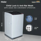 Haier 8 Kg 5 Star Fully Automatic Top Load Washing Machine with Oceanus Wave Drum, Magic Filter, 8 Wash Programs (HWM80-AE, Titanium Grey, Stainless Steel Drum, 15 Mins Quick Wash)