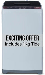 Haier 8 Kg 5 Star Fully Automatic Top Load Washing Machine with Oceanus Wave Drum, Magic Filter, 8 Wash Programs (HWM80-AE, Titanium Grey, Stainless Steel Drum, 15 Mins Quick Wash)