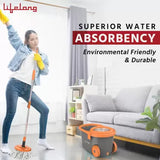 Lifelong LLMOP903 Steel spin MOP with Big Wheels & Dust Collector Mop Set