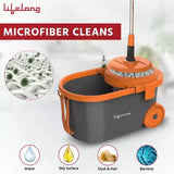 Lifelong LLMOP903 Steel spin MOP with Big Wheels & Dust Collector Mop Set