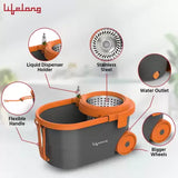 Lifelong LLMOP903 Steel spin MOP with Big Wheels & Dust Collector Mop Set