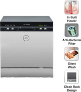 Godrej Eon Dishwasher | 8 Place Setting Counter-Top | Compact with an In-built heater (DWT EON MGNS 8C NF SKSL, Silky Silver) | Perfect for Indian kitchens and smaller families