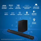 Samsung HW-B55E/XL Wireless Subwoofer, Dolby 2ch & DTS Virtual X 410 W Bluetooth Soundbar (Black, 2.1 Channel)