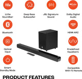 JBL Cinema SB240 2.1, Dolby digital, Wired Subwoofer,HDMI 110 W Bluetooth Soundbar (Black, Stereo Channel)