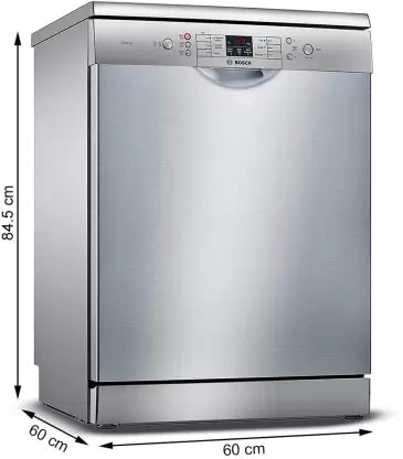 Bosch 13 Place Setting Dishwasher with Intensive Kadhai Program, No Pre-Rinse, 70⁰ Hot water wash, Half Load Option & Extra Cutlery Box - (SMS66GI01I, Silver, Glass Protection Technology)