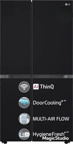 LG 655 L Frost Free Side by Side Refrigerator (Black Glass, GL-B257DBMX)