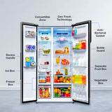 Haier 596 L 3 Star Frost Free Expert Inverter 2-Door Side by Side Refrigerator (HES-690SS, Shiny Silver, Magic Convertible, Deo Fresh Technology, )
