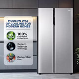 Haier 596 L 3 Star Frost Free Expert Inverter 2-Door Side by Side Refrigerator (HES-690SS, Shiny Silver, Magic Convertible, Deo Fresh Technology, )