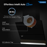 Crompton CHD-ISI60FLE-IND 1352 CMH 59.7 cm Intelli Sense 60cm|Slant Glass|Intelli Auto Clean|Low Noise Auto Clean Chimney (Wall Mounted, Black)