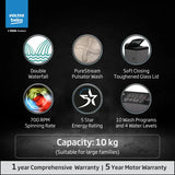 Voltas Beko, A Tata Product 10 Kg 5 Star Fully-Automatic Top Loading Washing Machine (WTL1006UEA/OBS1060, Grey, Double Waterfall Technology)