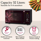 LG 32 L with Diet Fry, 360 Motorised Rotisserie for crispy and tasty bar-be-que recipes and 301 Auto Cook Menu Convection Microwave Oven