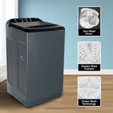 Godrej 8 Kg 5 Star Zero Pressure (0.02 MPa) Technology With Steel Drum Fully-Automatic Top Load Washing Machine (WTEON ADA 80 5.0 FEFN GLGR, Glacial Grey, With Soft Close Lid)