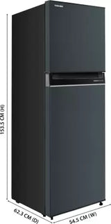 TOSHIBA 233 L Frost Free Double Door 2 Star Convertible Refrigerator with Real Inverter, Pure Bio Deodorizer (Gem Blue, GR-RT338WE-PMI(52))