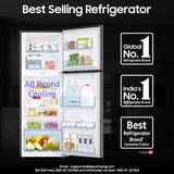 Samsung 236 L, 3 Star, Convertible, Digital Inverter with Display Frost Free Double Door Refrigerator (RT28C3733B1/HL, Black Matte/Black DOI)