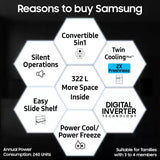 SAMSUNG 322 L Frost Free Double Door 3 Star Convertible Refrigerator with Digital Inverter, Convertible 5-in-1 and Display (Touched Up)