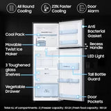 Samsung 236 L, 3 Star, Convertible, Digital Inverter with Display Frost Free Double Door Refrigerator (RT28C3733B1/HL, Black Matte/Black DOI)