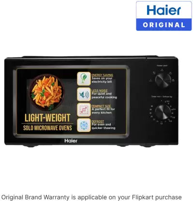 Haier 19 L Inverter Technology, Light Weight, Defrost, 5 Power Levels Solo Microwave Oven (HIL1901MBPB, Black)