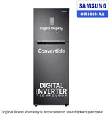 Samsung 236 L, 3 Star, Convertible, Digital Inverter with Display Frost Free Double Door Refrigerator (RT28C3733B1/HL, Black Matte/Black DOI)