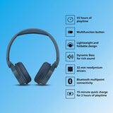 PHILIPS TAH4209BL/00Foldable Headphones, 55H Play Time, 32mm Neodynamic Drivers Bluetooth