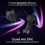 PHILIPS TAT1050BK Earbuds with ANC/ENC, 50H Playtime, 13mm Drivers, IPX5 Proof, BT v5.3 Bluetooth