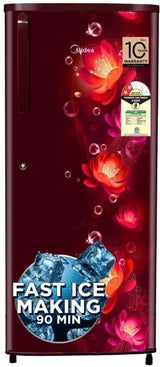Midea 215 L Direct Cool Single Door 2 Star Refrigerator (WINE C FLOWER, MRD215D2HPCW)