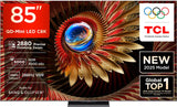 TCL 85C8K Television 85 Inch Smart TV 4K QD-Mini LED Colorful Quantum Crystal HDR 5000nits Gaming Google TV, 144Hz Native Refresh Rate, Audio by Bang & Olufsen, IMAX Enhanced, Game Master (2025 Model)