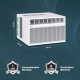 Haier 2025 Model 1.5 Ton 3 Star Window Air Flow, Anti Bacterial Filter, 54 High Ambient Performance, Dynamic Cooling, Top Flow AC(HWU18TF-EW3BE- FS, White)