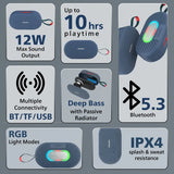 PHILIPS TAS1400BL 12W Speaker, 1200mAh Battery, RGB Light, BT 5.3, 10H Playtime, TF/USB 12 W Bluetooth Speaker