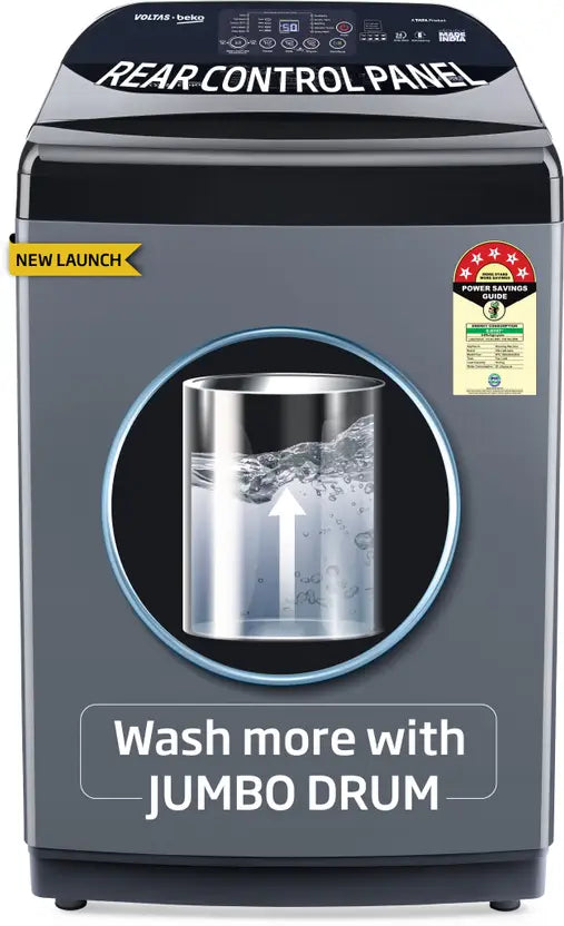 Voltas Beko 11 kg Fully Automatic Top Load Washing Machine with In-built Heater Black, Grey (WTL1106UEAH / OBS3060)