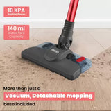 Inalsa Vacuum Cleaner with Mop for Floor Cleaning|900 W Motor with Strong 18 KPA Suction|Electric Mop for Floor Cleaning|5 Level Efficient Filtration|Handheld Vacuum Cleaner for Home(Ozoy Premium),Red