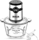 INALSA Electric Chopper For Kitchen With Digital Display|500 Watt Copper Motor|1.8 L Capacity Glass Bowl|Twin Blade Technology|2 Speed Settings|Onion,Vegetable Chopper,Meat Grinder (Bullet Inox Digi)
