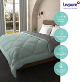 Livpure Smart Solid Double Quilt for Heavy Winter (Microfiber, Monsoon Coral Blue & Grey)|90X100 Inches LSH-CFT-CFC211