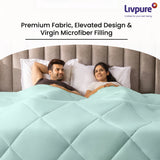 Livpure Smart Solid Double Quilt for Heavy Winter (Microfiber, Monsoon Coral Blue & Grey)|90X100 Inches LSH-CFT-CFC211