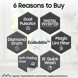Samsung 7 kg 5 star, Ecobubble, Digital Inverter, Fully Automatic Top Load Washing Machine Grey (WA70BG4441YYTL)