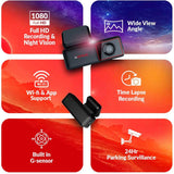 CP PLUS CP-AD-H2B-PW Car DashCam with GPS 1080p Full HD, G-Sensor & Night Vision Reverse Assist Camera System (1 Camera, 1080p)