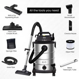 Inalsa MasterVac 42|Blower Function|1700W|42ltr|28 kPa Suction|Heavy Duty Wet & Dry Vacuum Cleaner (Black/Silver)