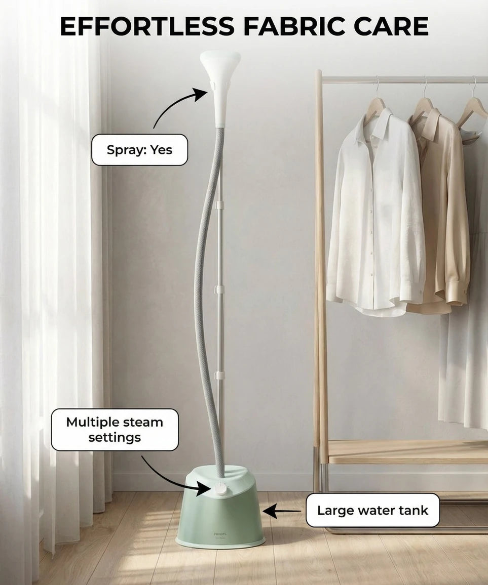 PHILIPS STE1010/70 Single Pole Garment Steamer 1000 Series 1600 W Garment Steamer (Desert green