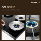 Beyond Appliances Quantum Pro 4 Burner | Gas Saver Stove | 5 Star Energy Rated | Auto Ignition | 77% Energy Efficient| Full Brass burners | LPG & PNG | ISI & LERC Certified