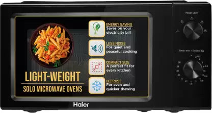 Haier 19 L Inverter Technology, Light Weight, Defrost, 5 Power Levels Solo Microwave Oven (HIL1901MBPB, Black)