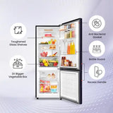 Haier 237 L, 3 Star, 8 In 1 Convertible, Twin Inverter Technology, Bottom Mounted Frost Free Double Door Refrigerator (HEB-243GS-P, Moon Silver)