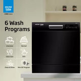 Voltas Beko, A Tata Product, 8‑Place Settings Table top Dishwasher, Suitable for All Types of Utensils (DT8B, Black) with Hygiene Wash