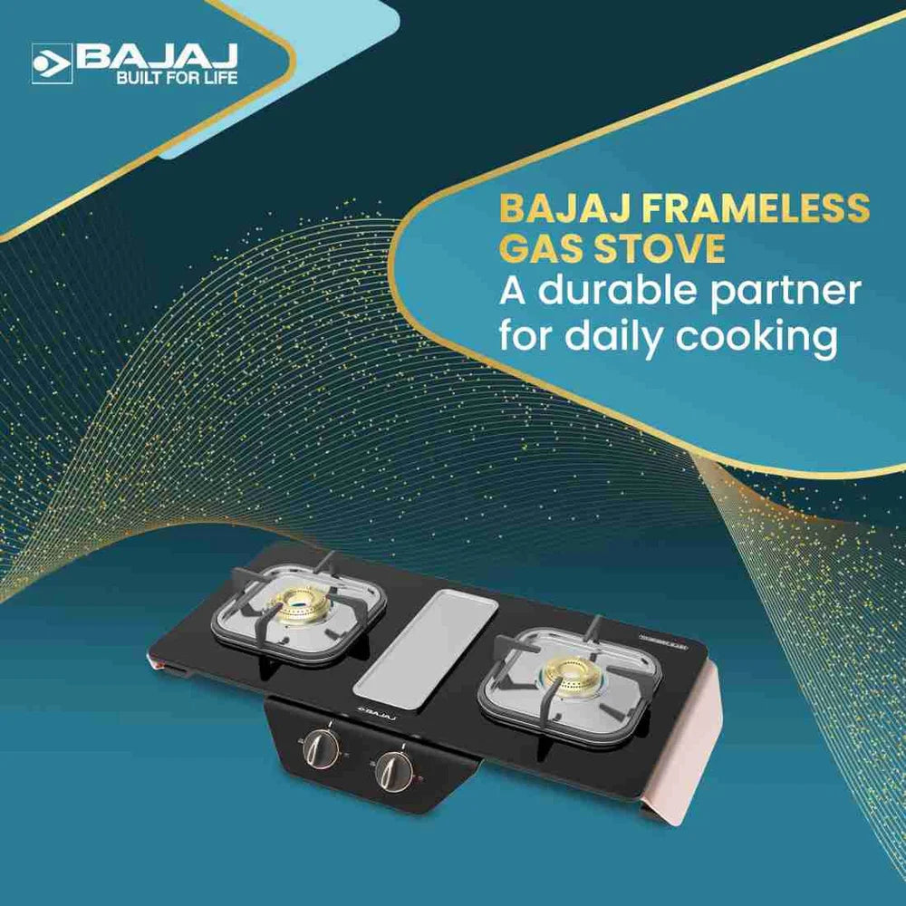 BAJAJ 2BRGF8 Frameless Glass Manual Gas Stove (2 Burners)