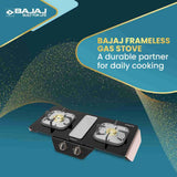BAJAJ 2BRGF8 Frameless Glass Manual Gas Stove (2 Burners)