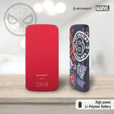 Reconnect Marvel Spiderman 10000mAh PowerBank, Li-Po battery, 1 USBB output port, Micro USB & Type C dual input, BIS approved, Mobile Accessories- DPB102 SM